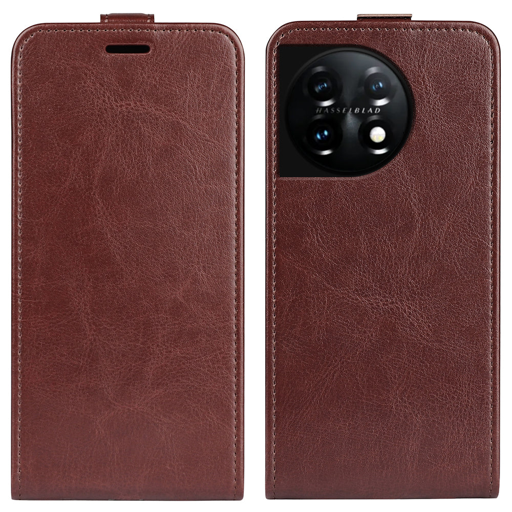 For OnePlus 11 5G Crazy Horse Texture PU Leather Anti-drop Phone Case with Card Slot Dual Magnetic Clasp Vertical Flip Phone Cover For OnePlus 11 5G Crazy Horse Texture PU Leather Anti-drop Phone Case with Card Slot Dual Magnetic Clasp Vertical Flip Phone Cover